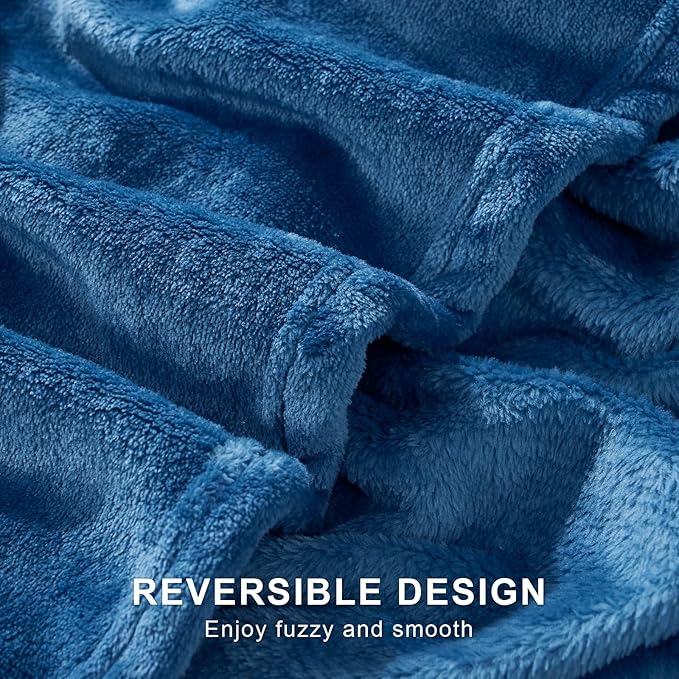 Hansleep Fleece Mineral Blue King Blanket, Flannel Fuzzy Plush Cozy Blanket for All Seasons, Mineral Blue, King 90x108 Inches