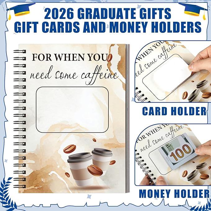 Zhanmai College Gift Card Book 7 x 5 Inch Graduation Gift Card Book 2026 College Survival Booklet Organizer Leaving Home High University School Birthday Care Package Cash Holder(Congrats Grad)