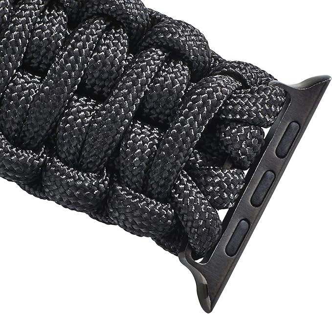 Savior Survival Gear Paracord Band,Compatible with Apple Watch Band 49mm 46mm 45mm 44mm 42mm,iWatch Band Series Ultra 10 9 8 7 6 5 4 3 2 1 SE,Adjustable strap for men (Black-Brown Leather,Adjustable)
