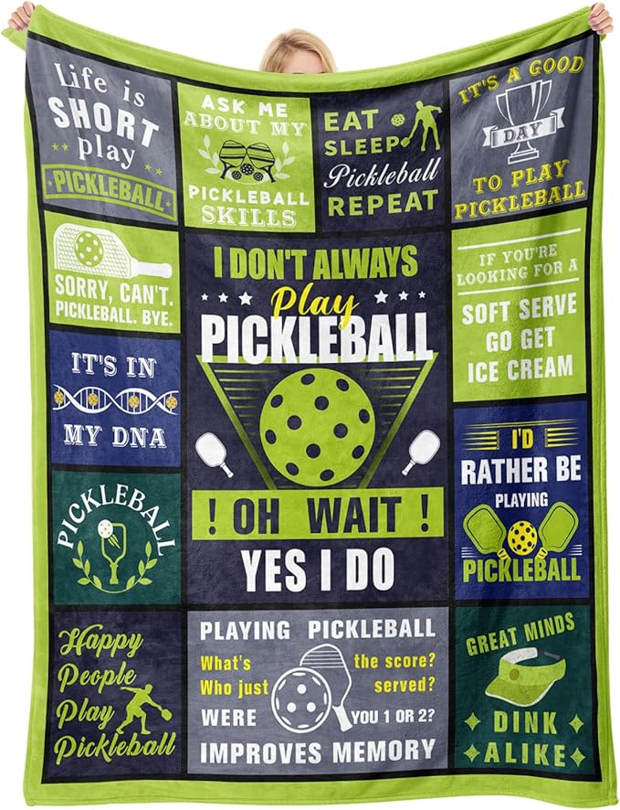 Pickleball Gifts for Women Men Funny, Gifts for Pickleball Lovers, Pickle Ball Gift Ideas for Birthday Christmas Fathers Day Mothers Day, Pickle Ball Accessories, Sport Present Fleece Blanket 60"×50"