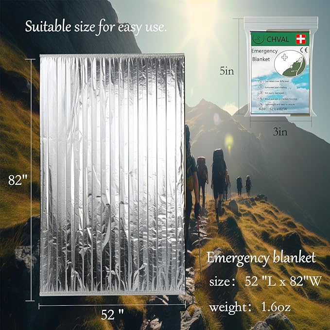 Emergency Mylar Thermal Blankets: Portable Space Blanket, Camping, Bug Out Bag. (Green)