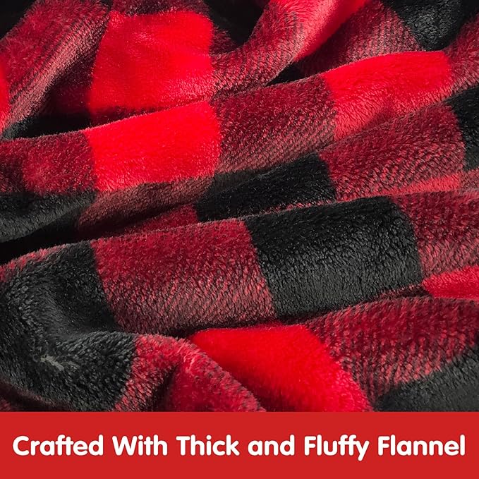 Waitu Wearable Blanket for Kids, Wearable Blanket Hoodie Gifts for Teens Girls and Boys, Warm Blanket Sweatshirt for Teenage, Hoodie Blanket with Sleeves - Red and Black Plaid