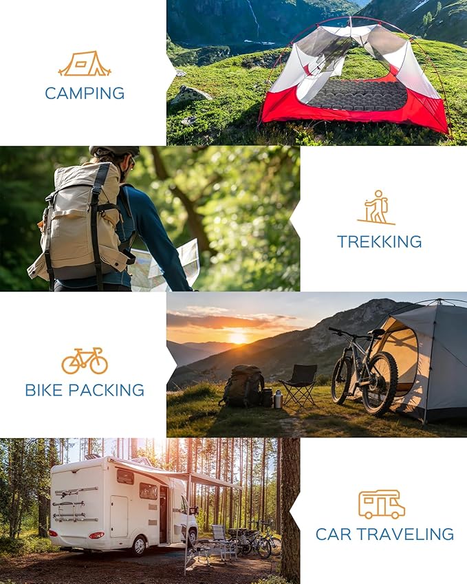 covacure Sleeping Pad - 3.9" Thick Sleeping Mats Camping with Built-in Foot Pump, Ultralight & Compact Air Mattress with Pillow for Backpacking, Hiking, Outdoor