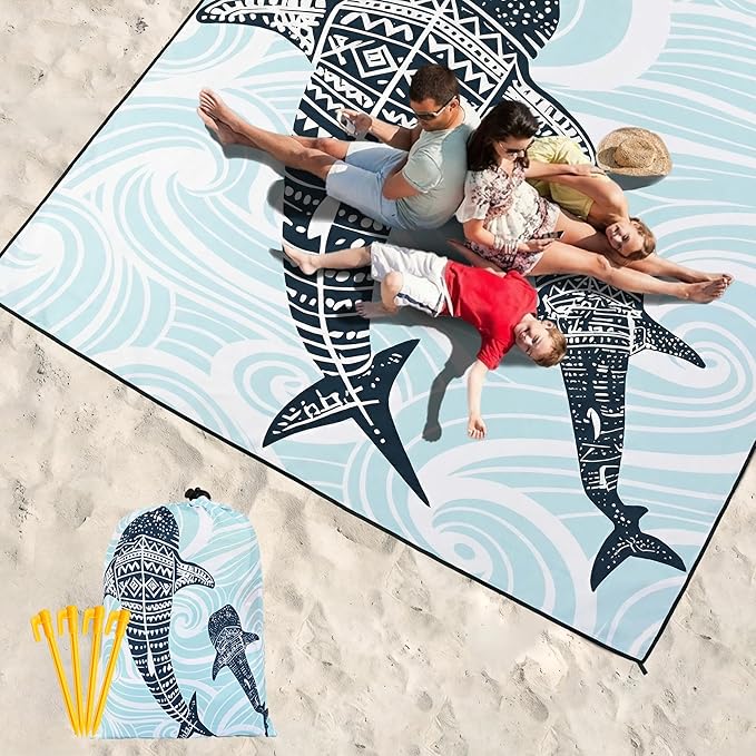 HIHOHO Beach Blanket Waterproof Sandproof Extra Large Beach Mat 79" X 83"/120"x108"for 1-8 Adults Quick Drying Durable Outdoor Picnic Mat for Beach Travel Camping Hiking