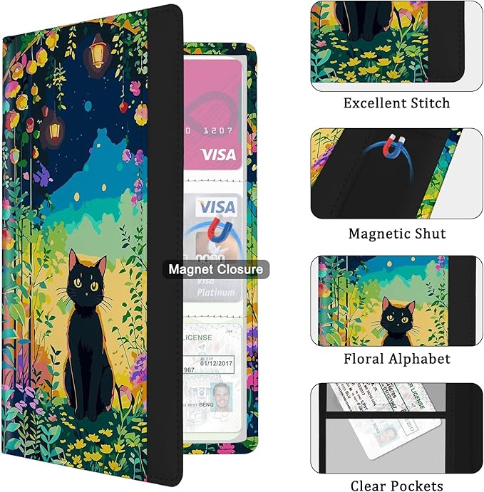 Car Registration and Insurance Holder, with Magnetic Closure for License, Cards and Documents, All Vehicle Needs and Car Accessories (Cat)