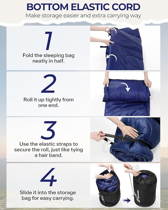 Sportneer 0 Degree Sleeping Bag for Cold Weather, XL Winter Sleeping Bag for Adults, Flannel Lined Camping Sleeping Bag, 32°F–59°F Rated, 87" x 33.5", 4.4 lbs, Detachable Hood, Compression Sack
