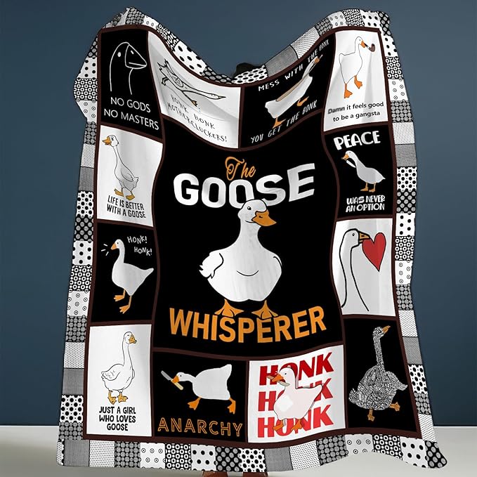 Funny Goose Blanket Soft Cozy Cute Goose Plush Throw Blanket Warm Lightweight Flannel Fleece Bedding Goose Stuff Animal Decor Blanket Gifts for Lover Girls Kids Adults Women 60"x80"