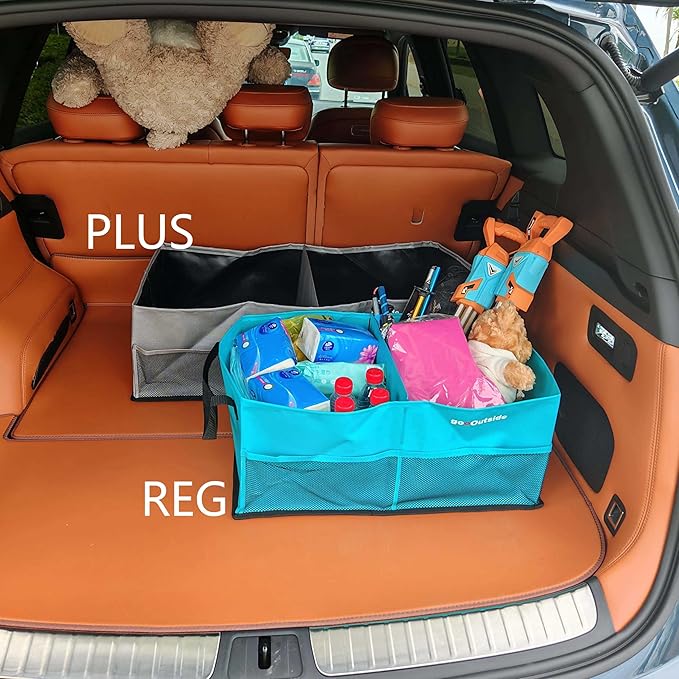 HiMagics Collapsible Waterproof Car Trunk Organizer, Soft PVC Storage Bin with Rugged PVC-Coated Fabric for SUV & Truck (Aqua Blue, PLUS)