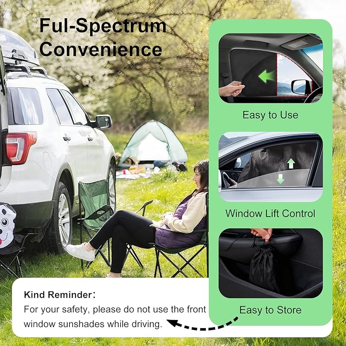 Side Window Sunshades for 2017-2022 CRV, Suede Fabric Window Covers for Privacy Car, Custom Fit Without Steel Rings, UV & Heat Protection Magnetic Installation (4 Pack)