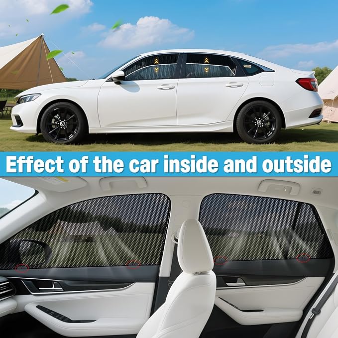 ZATOOTO Car Window Shades for Honda Civic 2022-2025, 4 Pack Honda Civic Sun Shade Side Window, Breathable Mesh Car Window Screen for Camping Napping Baby UV Protection