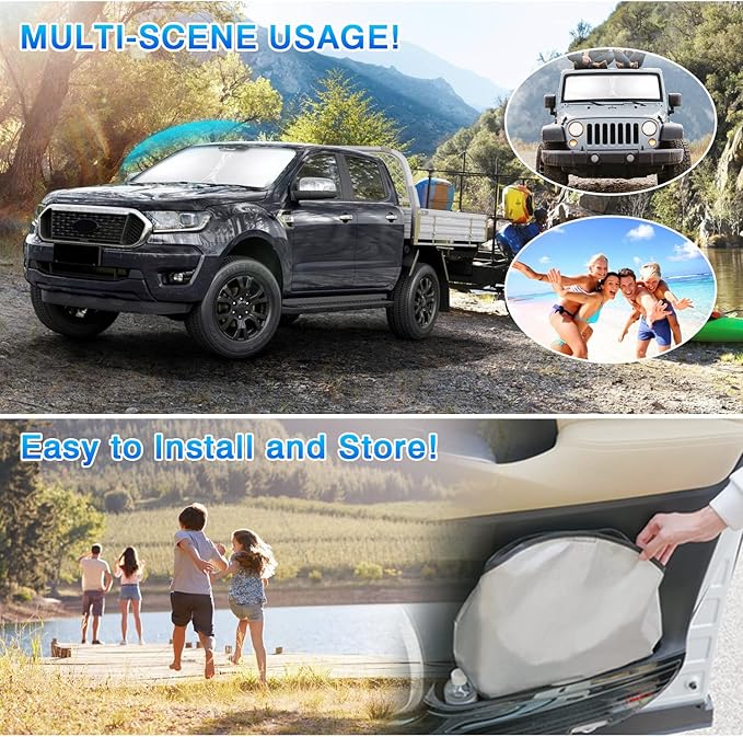 T TGBROS Windshield Sun Shade for Chevrolet Tahoe/GMC Yukon 2021-2025 2026 Front Window Sunshade Sun Shield Foldable Sun Visor Cover for Chevy Tahoe/Yukon Accessories Block Heat and Sun Protection