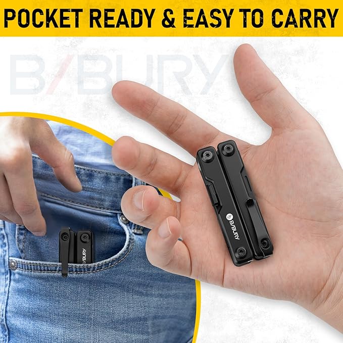 BIBURY Mini Multitool Pliers BI2051AB, Mini EDC Multi Tool with Pocket Clip for Outdoor Survival, Gifts for Men and Women, Gifts for Him Husband Boyfriend, Essential EDC Gear Tool