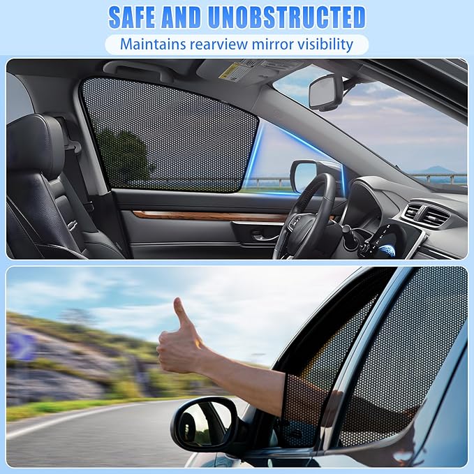 ZATOOTO Car Window Shades for Jeep Wrangler 2019-2024, Car Side Window Sun Shade Breathable Mesh Sun Blocker for Baby, Protection from 99% UV Rays and Glare for Camp Nap Relax(Excluding Hybrids)