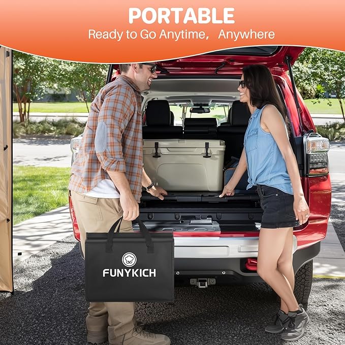 FUNYKICH 3ft Low Folding Camping Table with Carry Bag, 34.2'' Lx15.7'' W Portable Picnic Tables, Lightweight Thicker Aluminum Beach Table with Carry Handle for Beach, Camping, Picnic, Black