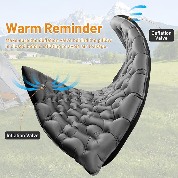 KASBAH Double Inflatable Camping Sleeping Pad,Thick 6 inch 2 Person Ultralight Sleeping Mat with Built-in Foot Pump and Pillow,Camping Essentials for Hiking,Backpacking,Traveling, Tent