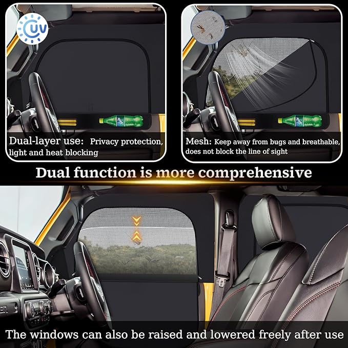 XCBYT 2023-2024 Honda CRV Sunshade Dual Purpose Car Window Covers with Breathable Mesh Insulate Heat 99% Sun UV Blackout Keeps Cool Privacy Curtains for Breastfeeding, Napping, Dressing, Camping