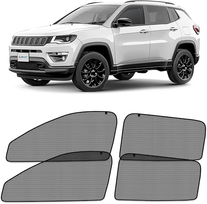 CLIM ART Magnetic Car Window Shades for Jeep Compass 2017-2026 – Custom-Fit Sun Blocker Curtains, Side Window Covers, Essential Car Accessories for Camping, Baby, and Privacy Protection - MS0165