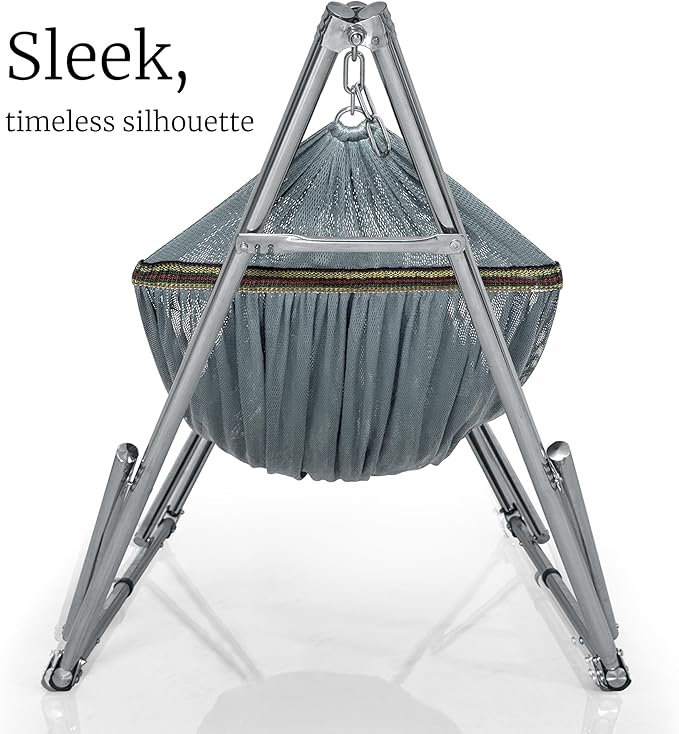 Tranquillo Adjustable Hammock Stand, Collapsible Camping Hammock with Stand, 650 lbs Capacity Double Hammock Stand, Foldable Stainless Steel Breathable Polyester Hammock Net, Carry Bag Included, Grey