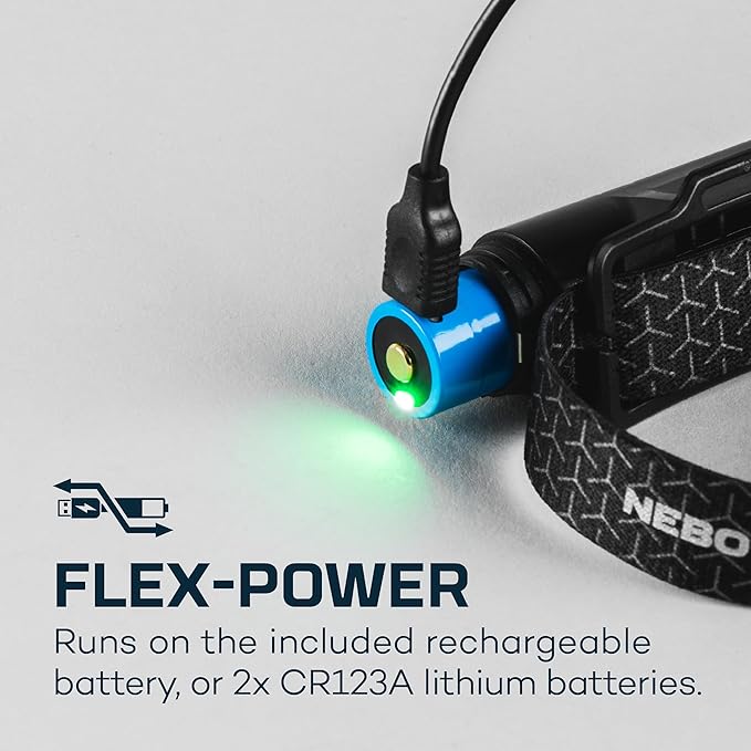 NEBO Einstein Powerful 1000 Lumen Headlamp with Flexpower, Compact Low-Profile Headlamp with 5 Light Modes, Black