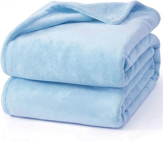Hansleep Fleece Light Blue Twin Blanket, Super Soft Flannel Fuzzy Plush Cozy Blanket for All Seasons, Light Blue, Twin 60x80 Inches