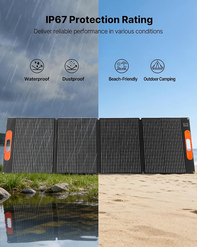 VEVOR Portable Power Station, 2400W Portable Solar Generator with 200W Foldable Solar Panel, 2160Wh Expandable LiFePO4 Battery Backup with 10 Output Ports & Adjustable Input Power for Home Camping RVs