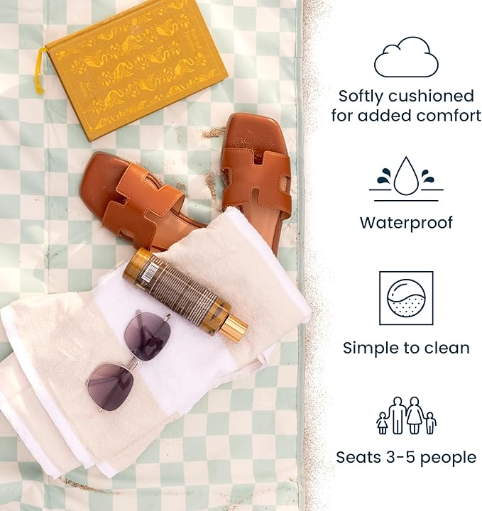 Tiny Twinkle Waterproof Picnic Blanket | 5'x7' 100% Recycled Polyester, Sandproof, Foldable & Portable for Beach, Camping, Travel (Flutter