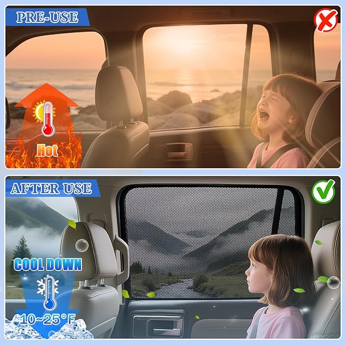 ZATOOTO Car Window Shades Camry 2018-2024 for Rear Window 2Pack car Shades for Back Windows Baby & Pet | Blocks 99% UV Rays & Heat | Breathable Mesh for Privacy & Bug Protection | Camping & Travel