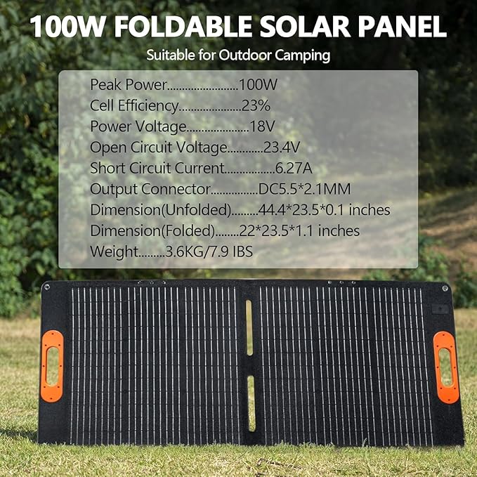 ALLWEI 300W/256Wh LiFePO4 Solar Generator with 100W Solar Panel Included, Portable Power Station with AC Outlet USB Port, Solar Powered Battery Generator for Outdoor Camping, Home Backup, Power Outage