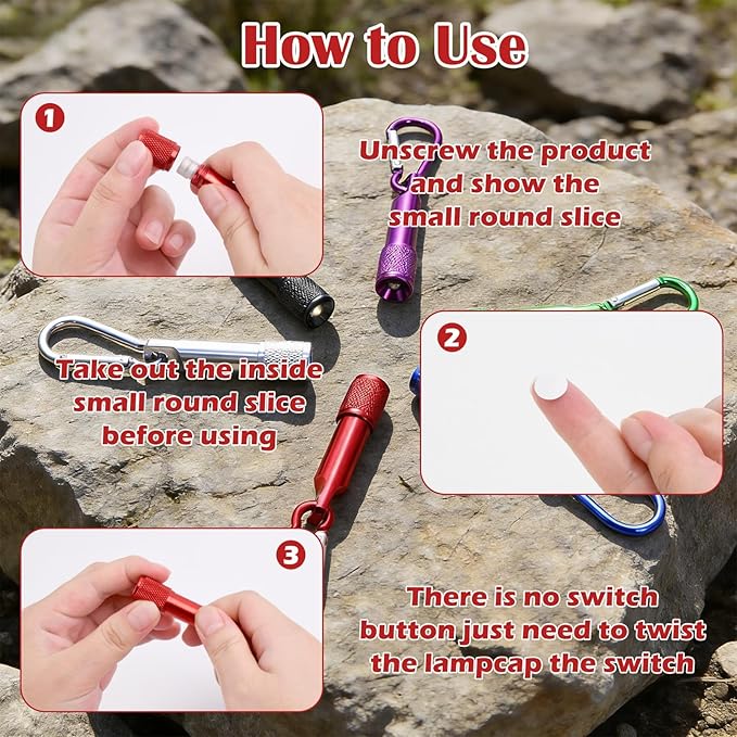 24Pcs Mini Keychain Flashlights Bulk with Metal Carabiner - Ultra-Bright LED Emergency Lights for Camping Cycling, Survival Kits (24)