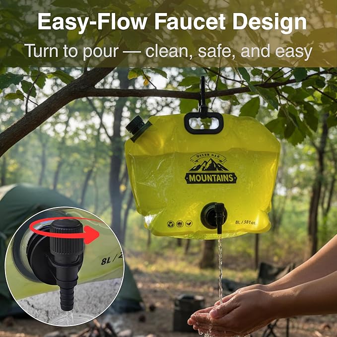 Camping Water Container 2 Gallon Collapsible Water Jug with Spout - Reusable Plastic Flasks, Foldable Empty Gallon Jug for Water Storage, Water Bag for Outdoor Hiking Emergency Prep (1 Pack)