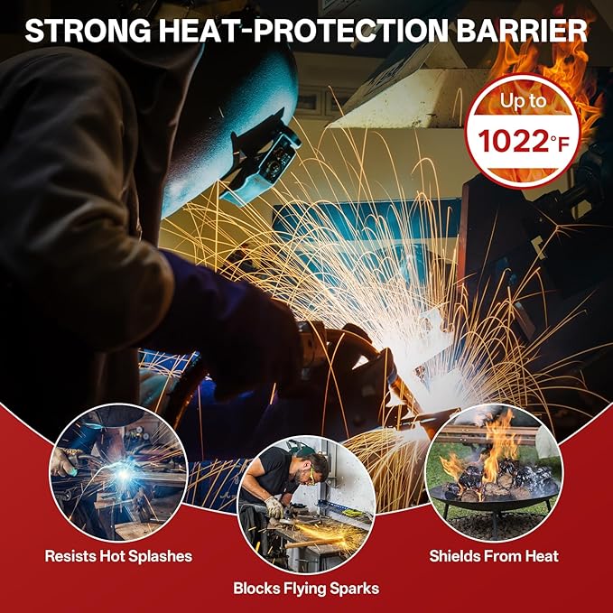 Welding Blanket Fire Resistant Large - 2 Pack 4x6ft Fiberglass Flame Retardant Fabric 1022 °F High Temp Heat Shield Blankets Insulation Mat for Soldering, Grill, Industrial, Smoker, Camping