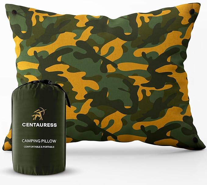 Small Backpacking Camping Pillow | Camp Pillow w/Machine-Washable Cover | Packable Travel Pillow w/Pouch + Strap | Hammock Pillow | Hiking | Camping Gear & Accessories