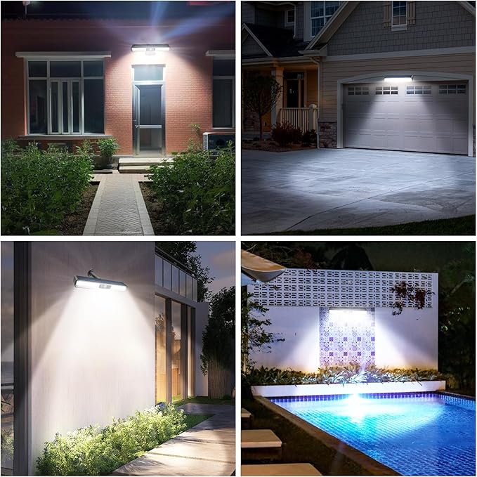 Clip On Solar Motion Lights Outdoor, 2 Pack 3 Modes Fence Lights Solar Powered, 36 LEDs 6500K Waterproof, Portable Security Light for Yard, Camping, Garage(Cold White)