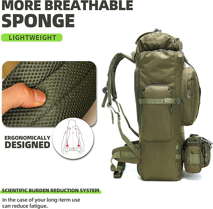 100L Camping Hiking Backpack,Molle military Tactical rucksack backpack,Waterproof Lightweight Hiking Backpack