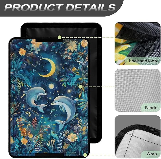Dolphin Moon RV Door Window Shade Cover, RV Door Window UV Protective Cover, Foldable Travel Trailer Motorhome Rv Screen Door Protector, RV Accessories for Inside