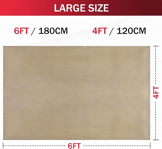 Fiberglass Welding Blanket 4x6 ft - KANHIRO Heavy Duty Heat Resistant Fabric, 1022 °F Fire Resistant Blankets, High Temp Insulation Blanket for Industrial, Smoker, Camping, Grill