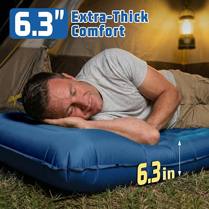 Camping Sleeping Pad for Comfortable Outdoor Sleeping, Lightweight & Inflatable Air Mattress for Hiking, Backpacking, Tent Camping & Road Trips