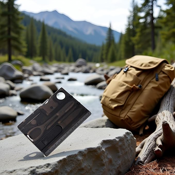 12-in-1 Credit Card Multi Tool, Black, Pocket Survival EDC Gear, for Men Unique, Tactical Survival Gear for Camping And Hiking