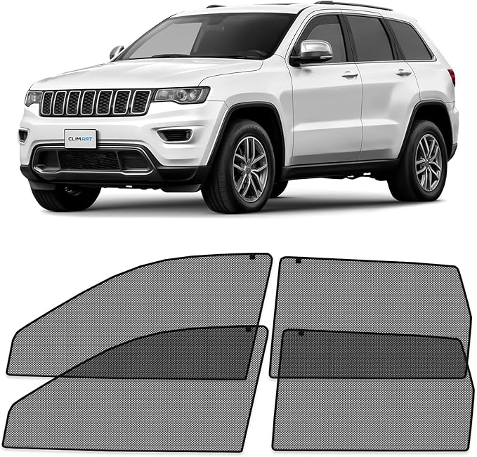 CLIM ART Magnetic Car Window Shades for Jeep Grand Cherokee 2011-2021 – Custom-Fit Sun Blocker Curtains, Side Window Covers, Essential Car Accessories for Camping, Baby, and Privacy Protection- MS0277