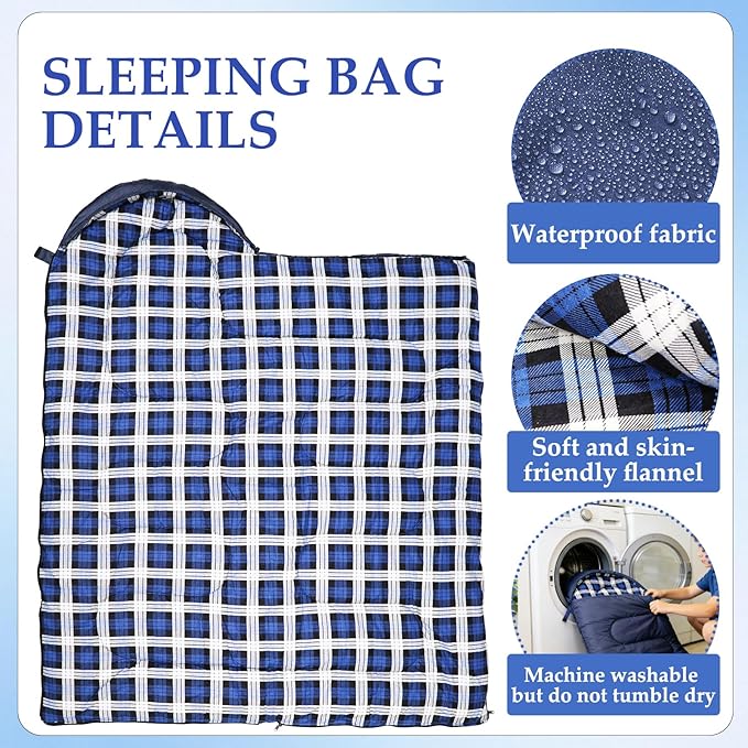 Uniqwamer Kids Sleeping Bag for Girls Boys - 4 Seasons Cold & Warm Weather Flannel Camping Sleeping Bags, Lightweight & Waterproof 45°F Sleeping Bag for Camping Hiking Outdoor Travel