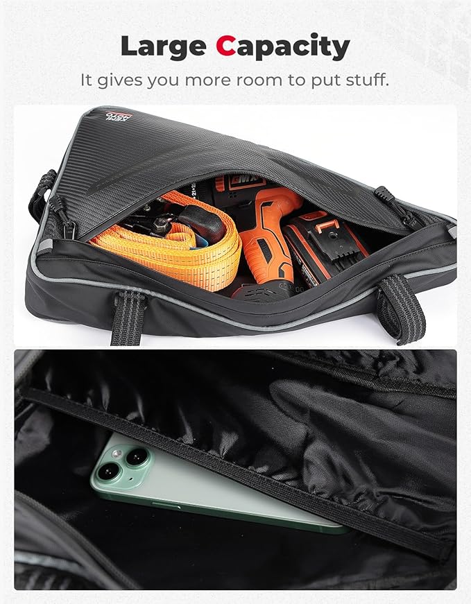 KEMIMOTO Roof Storage Bags for UTV Tool Triangle Bag Compatible with 2024/2025/2026 Polaris RZR XP 1000/4 1000 Fit UTV Roll Bar PVC Wear Resistant Double Zippers for Rear Anti-Roll Frame