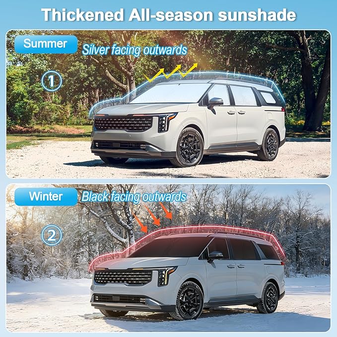 KMF 8pcs Thicken Sun Shades for Mazda CX-50 Accessories 2023-2026, Custom Full Window Sunshade Car Window Covers for Windshield Side Rear, UV Block and Blackout Privacy for Car Camping Outdoor