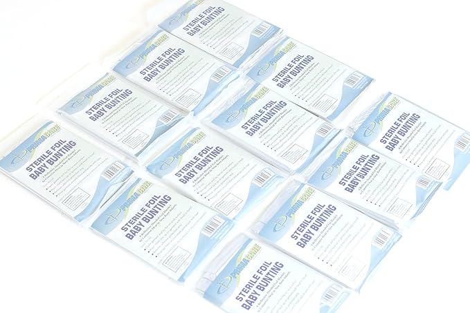 PrimaCare CS-6835 Sterile Foil Baby Bunting Blanket for Newborns and Infant, Disposable Emergency Heat Saving, 30" x 17"