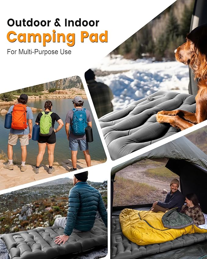 Camping Sleeping Pad,5.9 Inch Thick Camping Mat with Built in Pillow and Foot Pump,Self Inflating Sleeping Pad for Camping Backpacking（Green
