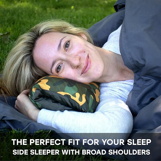 Small Backpacking Camping Pillow | Camp Pillow w/Machine-Washable Cover | Packable Travel Pillow w/Pouch + Strap | Hammock Pillow | Hiking | Camping Gear & Accessories