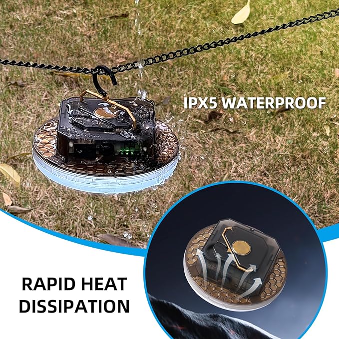 12000mAh Rechargeable Hanging Tent Light with Magnet, Portable 40W 5000LM LED 3 Color Lighting Modes Camping Lantern, IPX5 Waterproof LED Flashlight for Emergency & Gift