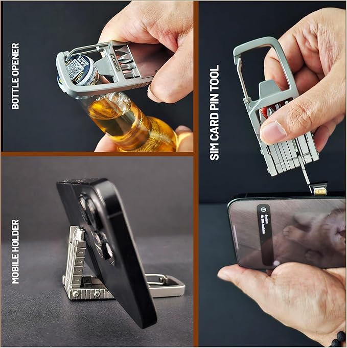 Multi Tool Prizes [17-in-2] for Adults - Multi Tool for Men, Multitool, Small Hammer, Small Tools, Hammer Multitool, Gifts for Men, Dad, Husband, Camping, Bottle opener, retrieve card pin
