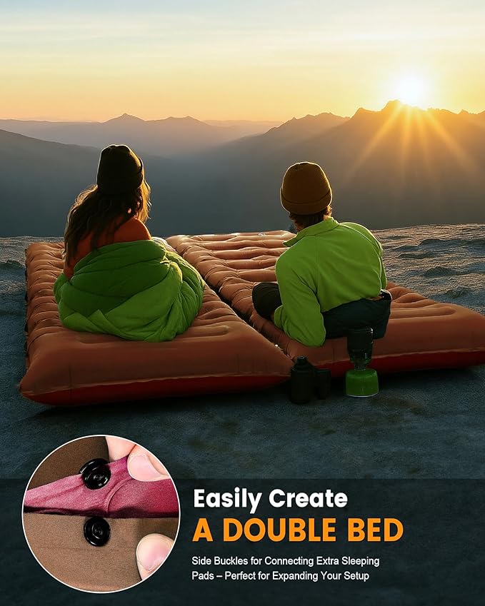 Camping Sleeping Pad,5.9 Inch Thick Camping Mat with Built in Pillow and Foot Pump,Self Inflating Sleeping Pad for Camping Backpacking（Green