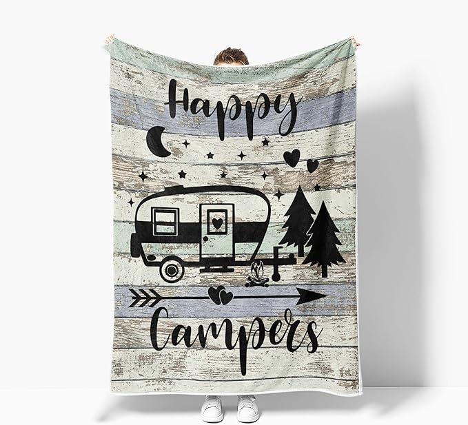 Travel Throw Blanket,Outdoor Throw Blanket, Camping Blanket for Women Men Kids Adults, Blankets Gift for Camping Lovers, Camping Decor for Bedding RV Campsite Hiking