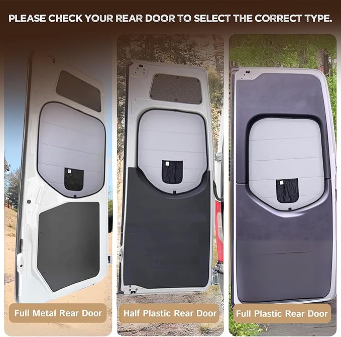Living in a Bubble Insulated Blackout Rear Window Covers (Pair) for Mercedes Sprinter Van Year 2019-2026, VS30 (Full Metal Door - Bare Metal Frame)